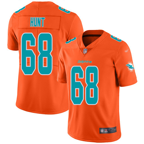 Nike Dolphins #68 Robert Hunt Orange Youth Stitched NFL Limited Inverted Legend Jersey